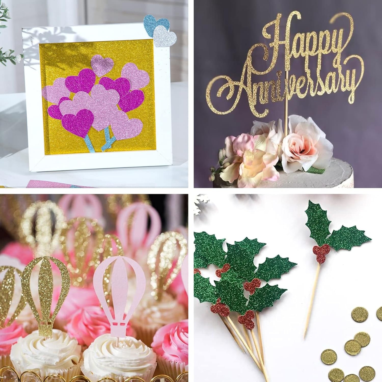 Glitter Cardstock Paper, 36 Sheets Sparkly Paper A4 Premium Craft Cardstock 18 Colors for Card Making Paper Crafting Scrapbook 250GSM