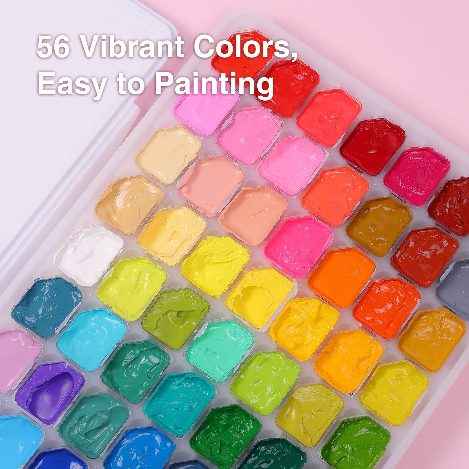 Gouache Paint Set, 56 Colors X 30Ml Unique Jelly Cup Design in a Carrying Case, Gouache Opaque Watercolor Painting Perfect Art Supplies for Artists, Students, and Kids