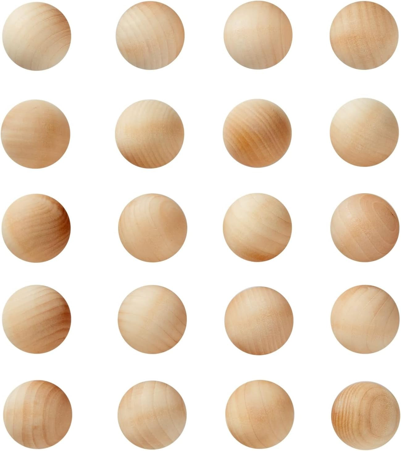 1.5 Inch Wooden Balls for Crafts, Unfinished round Wood Spheres for DIY Projects (20 Pack)