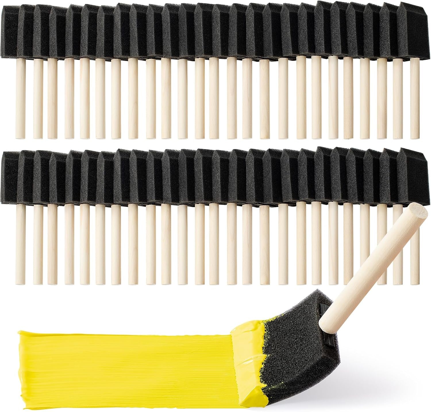 5 Pcs Foam Paint Brushes, 2 Inch Foam Brush, Wood Handle Foam Brushes for Staining, Sponge Paint Brush, Foam Brushes for Staining, Varnishes, and DIY Craft Projects