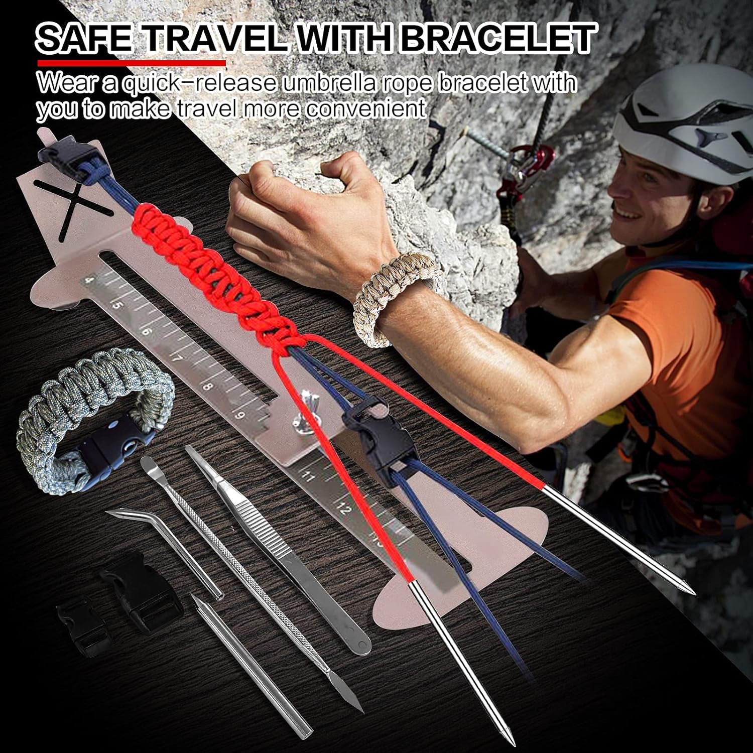 Paracord Bracelets Jig Kit Professional Paracord Jig and Tools DIY Knot Kit with Paracord Needle Set ​And Random Colors Paracords