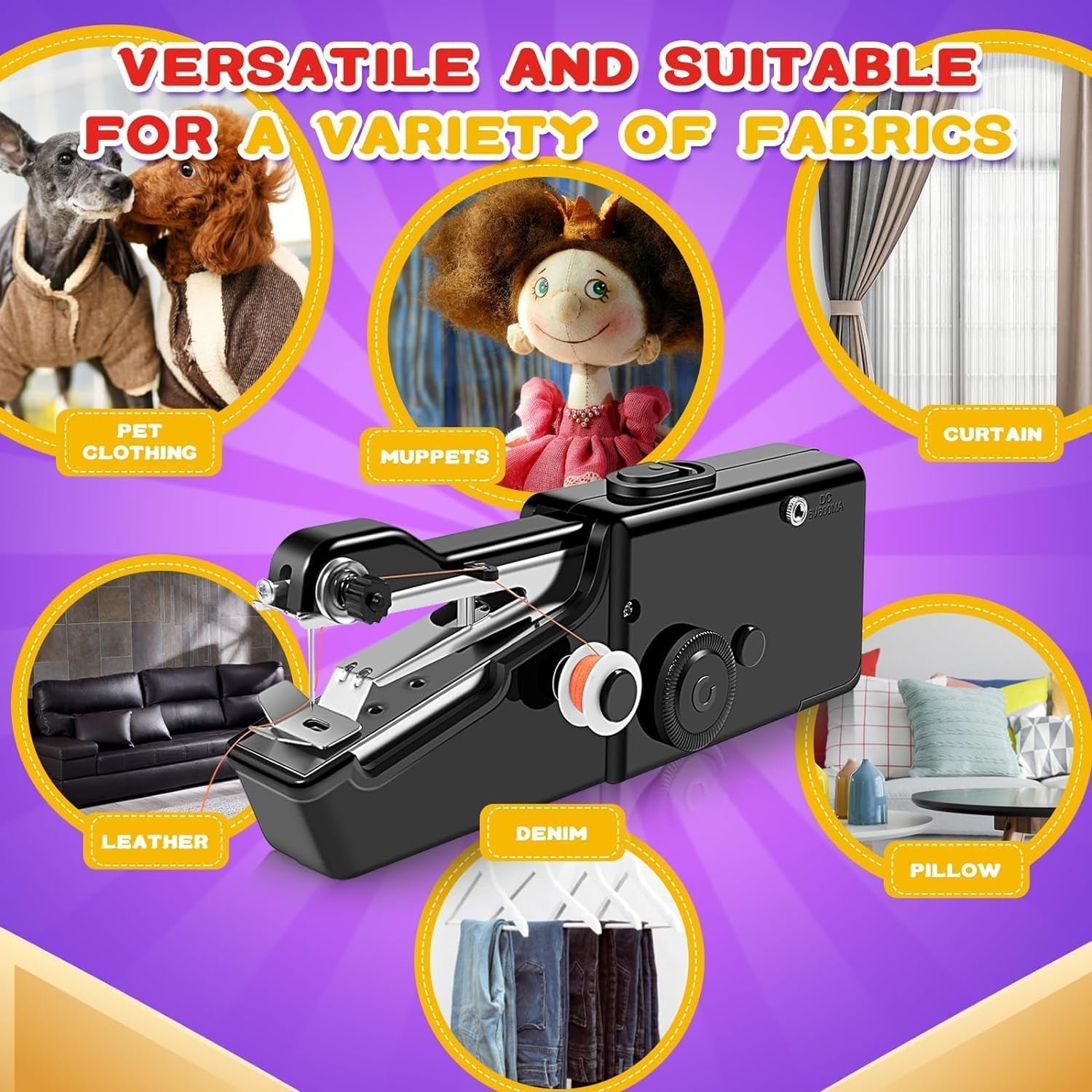 Handheld Sewing Machine with 35PCS Accessories, Easy Operated and Quick Repairing Portable Sewing Machine for Beginners, Mini Sewing Machine for Home Travel DIY, Black