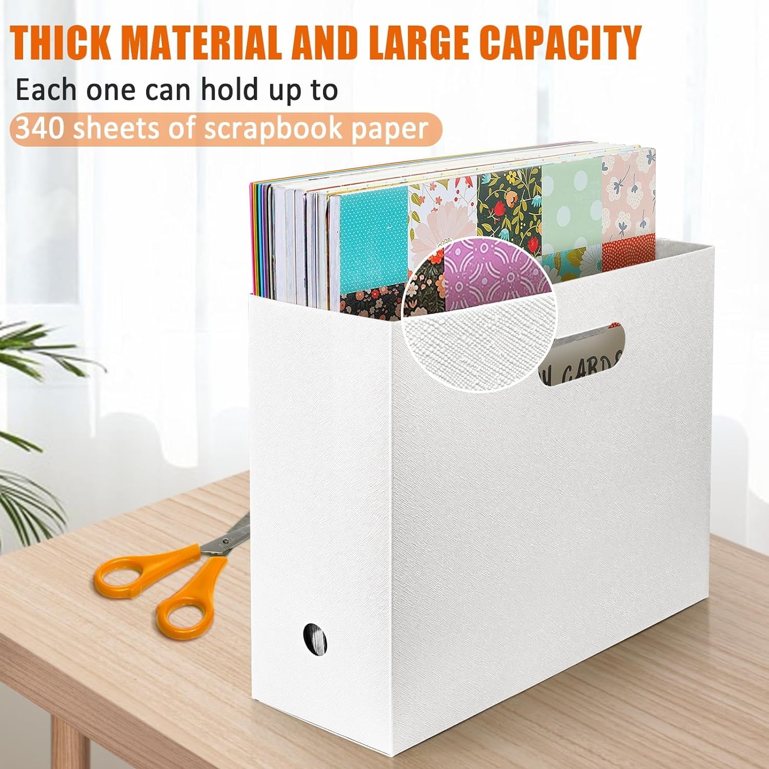 Foldable Scrapbook Paper Storage Organizer, 12X12 Scrapbook Paper Storage, Plastic File Organizer, White, 3 Pack