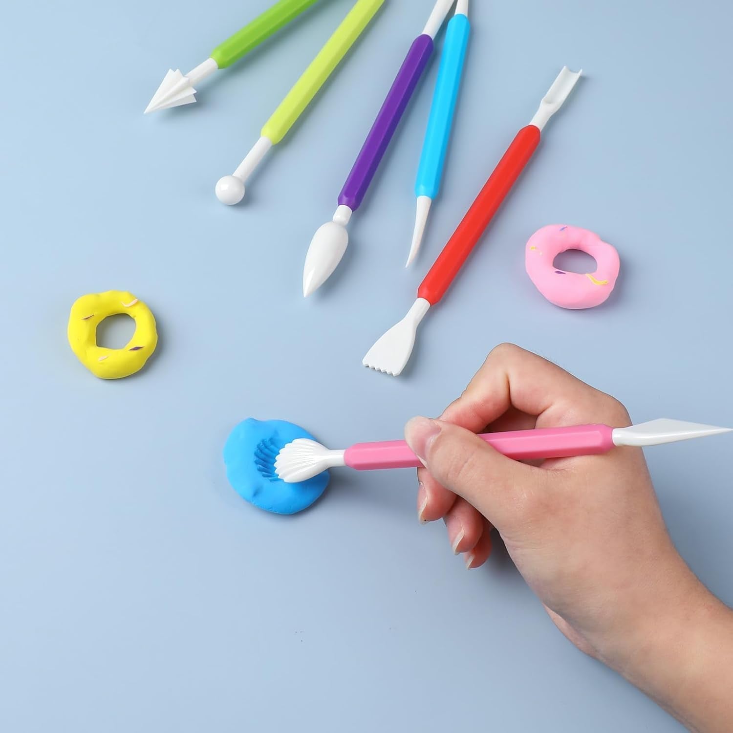 9PCS Clay Sculpting Tools Kit - Easy to Use Double-Ended Polymer &amp; Pottery Carving Set with Comfortable Grip Tools for Clay Sculpey &amp; Modeling Clay Ideal for Kids and Adults