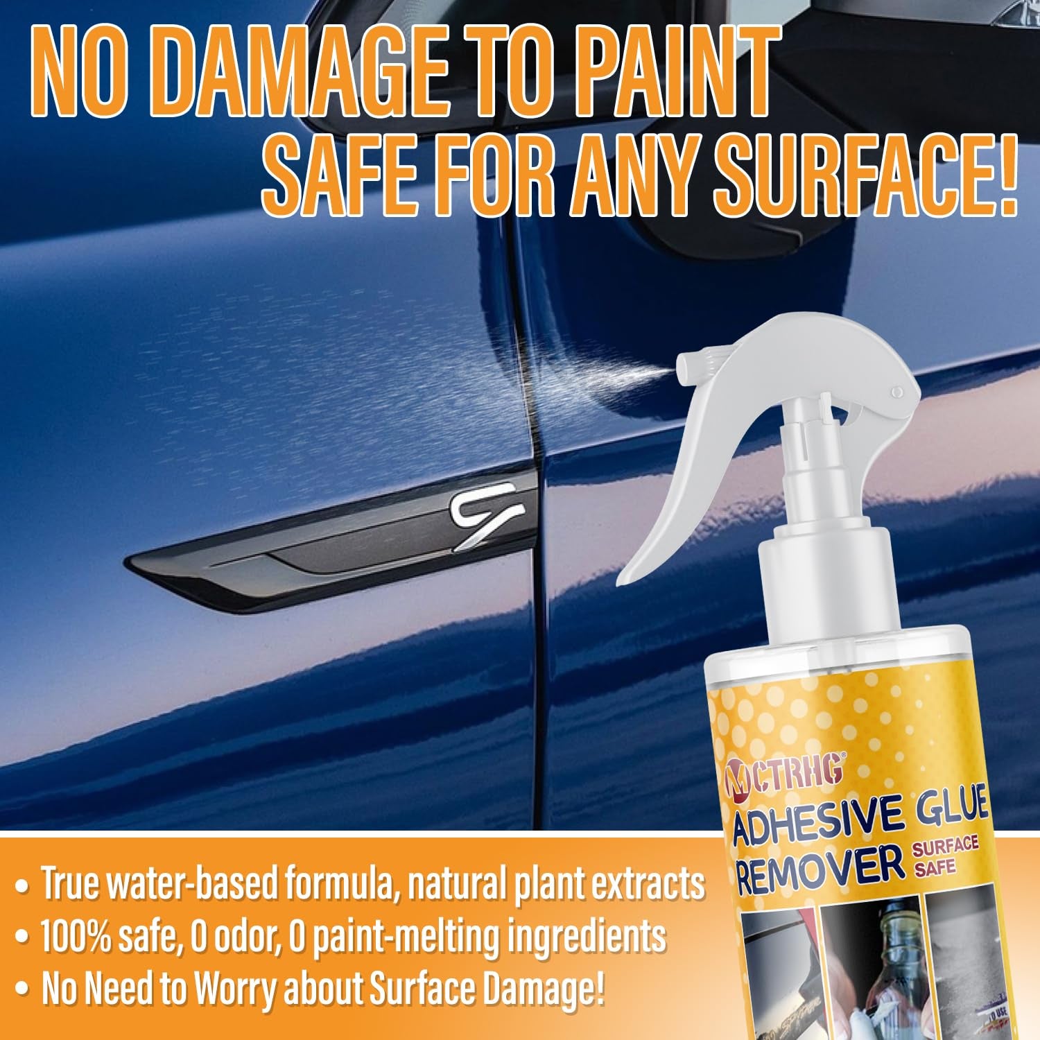 Adhesive Remover for Cars, 3.3 Fl.Oz Car Sticker Remover Spray with Scraper &amp; Extra Plastic Razor Blades, Sticker Remover for Cars, Windows, Rapidly Removes Labels, Sticker, Glue