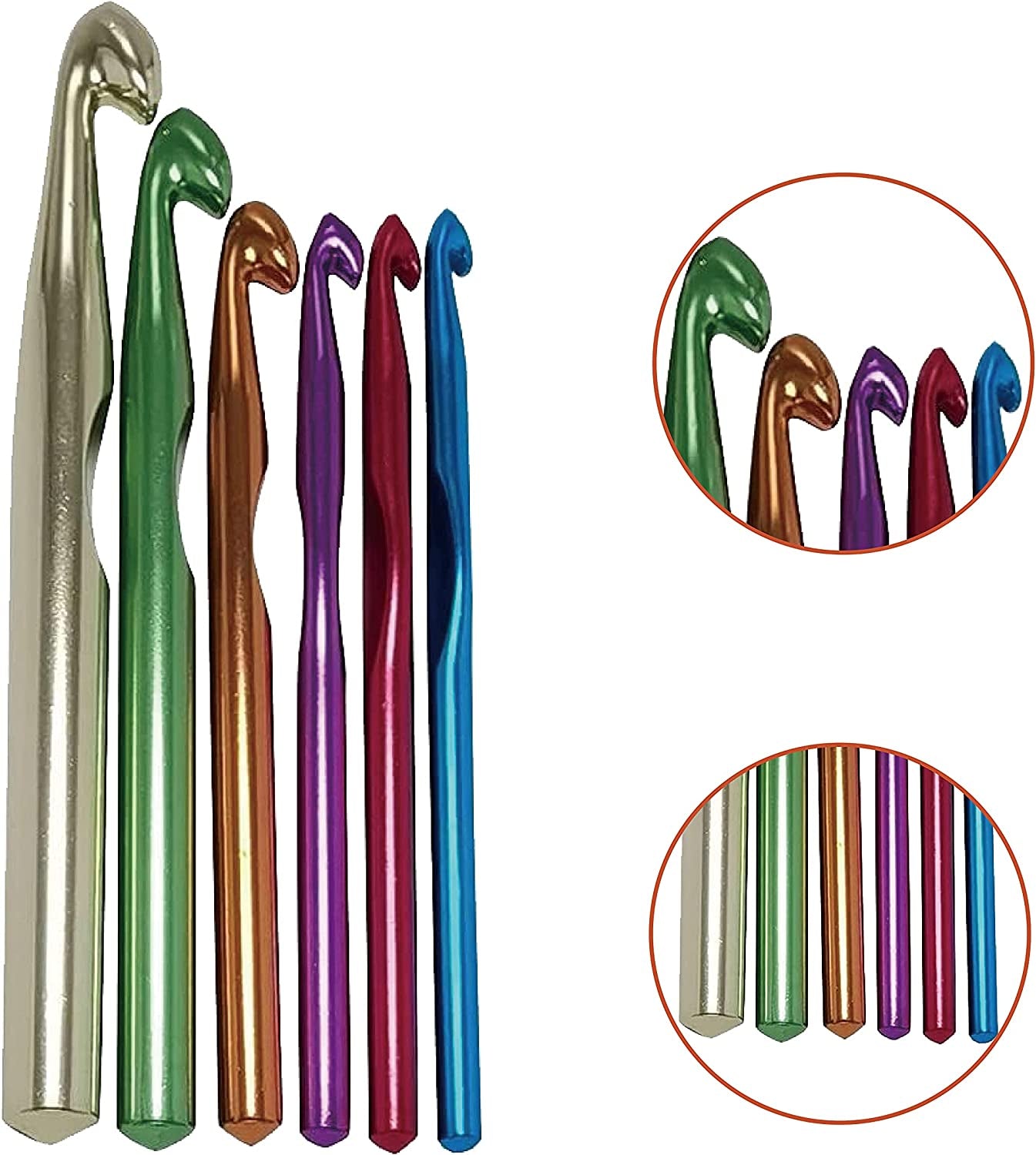 Large Aluminum Crochet Hooks Set 7Mm, 8Mm, 9Mm,10Mm, 12Mm, 15Mm, Big Standard Size Crochet Hooks