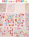 2774Pcs Gem Stickers Jewels for Crafts - Self Adhesive Rhinestone Jewel Stickers, Stick on Gems Rhinestones for Crafts, Acrylic Bling Heart Stickers, Craft Supplies for Kids