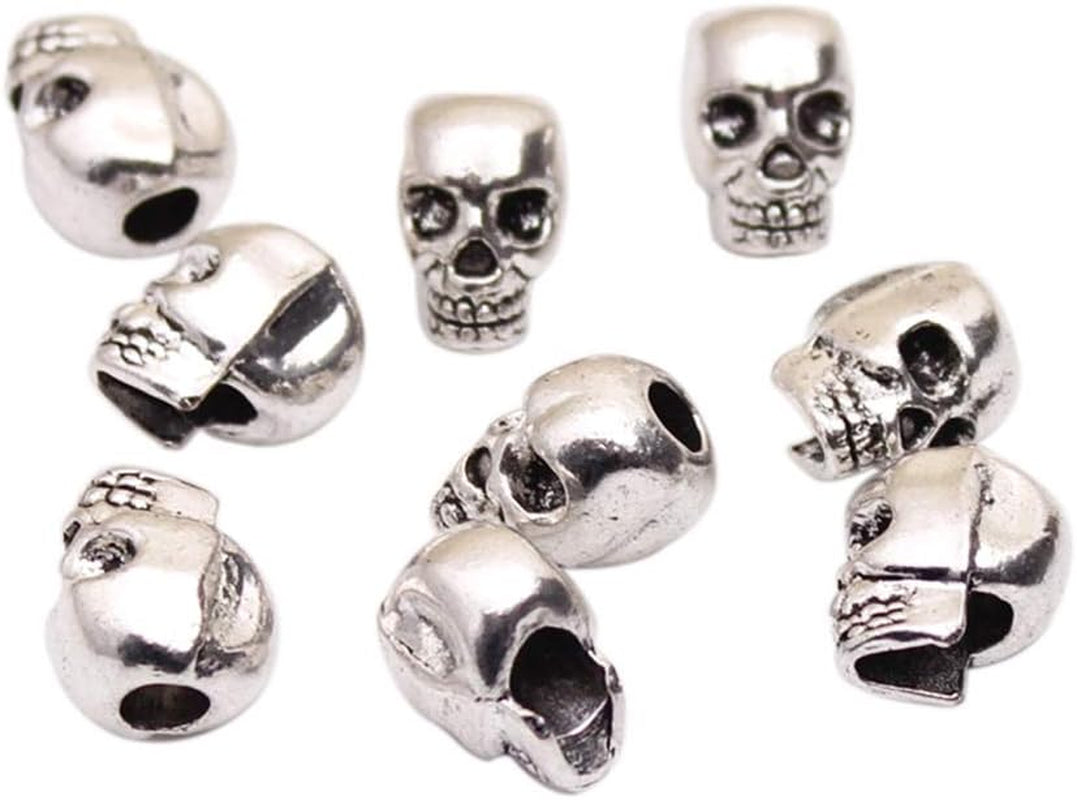 50 PCS Tibet Silver 4Mm Macroporous Skull Spacer Beads Great DIY Accessories for Jewelry Making Supplies in Bulk