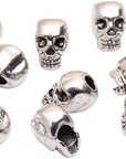50 PCS Tibet Silver 4Mm Macroporous Skull Spacer Beads Great DIY Accessories for Jewelry Making Supplies in Bulk