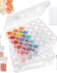 2 Pack X 30 Grids Embroidery Diamond Painting Storage Container Jars with Lid 200Pcs Label Stickers Plastic Beads Container for DIY Diamond Nail Art Crafts Seeds