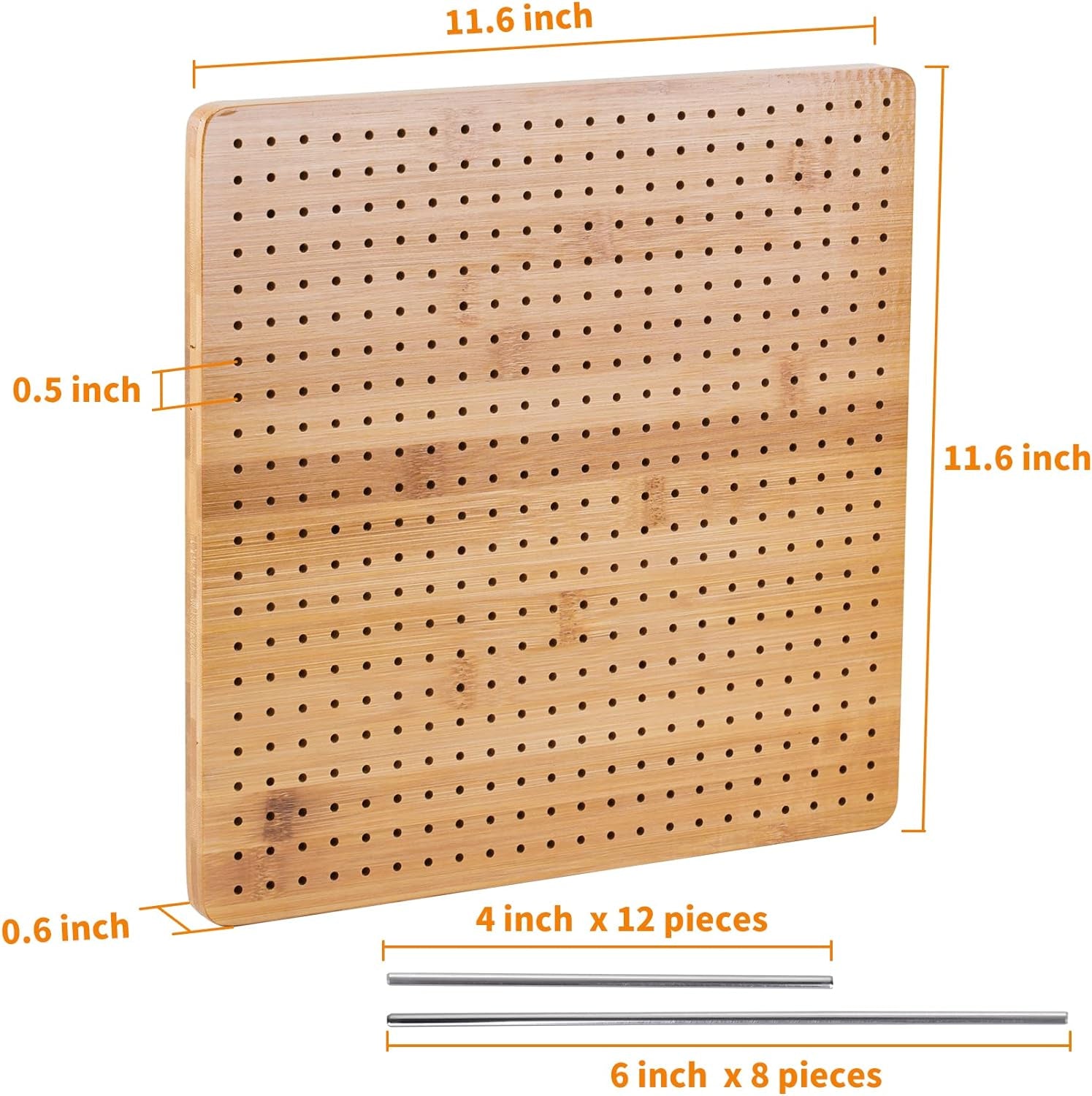 Crochet Blocking Board, 11.6 Inches Bamboo Blocking Board for Knitting Crochet and Granny Squares, Handcrafted Knitting with 20 Pcs Stainless Steel Pins and Crochet Kit