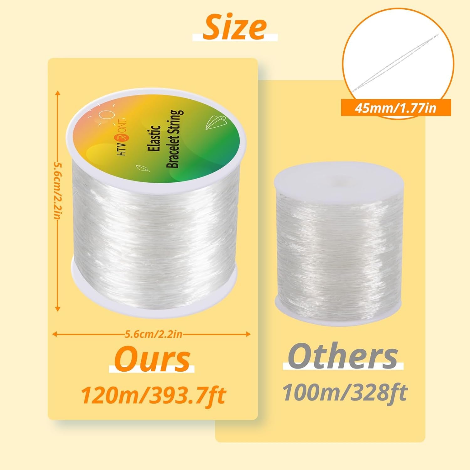 Stretchy Bracelet String - 1Mm Elastic String for Bracelet Making, 120M Elastic Cord for Bead Bracelets, Clear Bead String for Jewelry Making, Includes Bead Needle