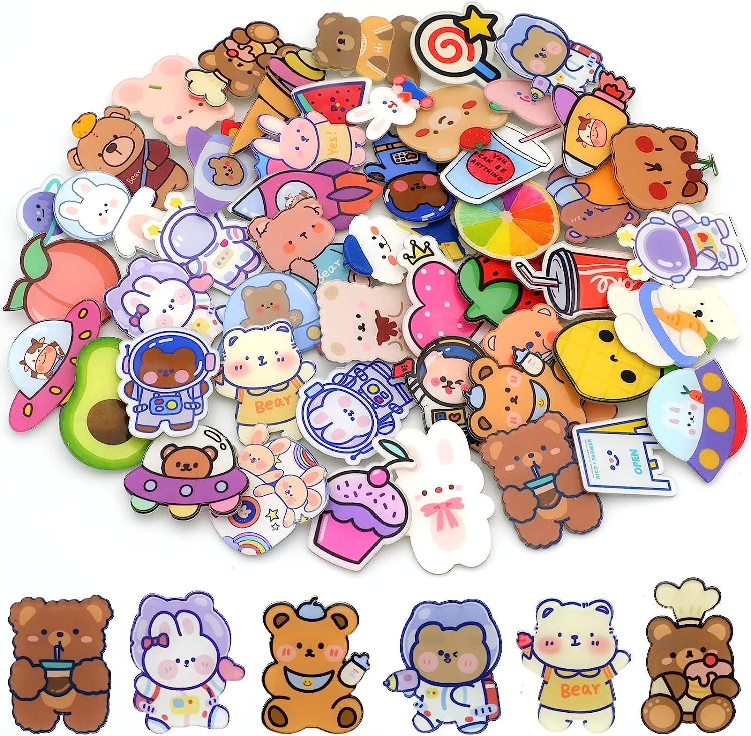 Cute Pins for Backpacks,50 Pcs Kawaii Acrylic Pins, Aesthetic for Girl'S Bags,Hoodies,Hats,Jackets Decorative Clothing Bags Jackets Hat Backpacks Bag Accessories