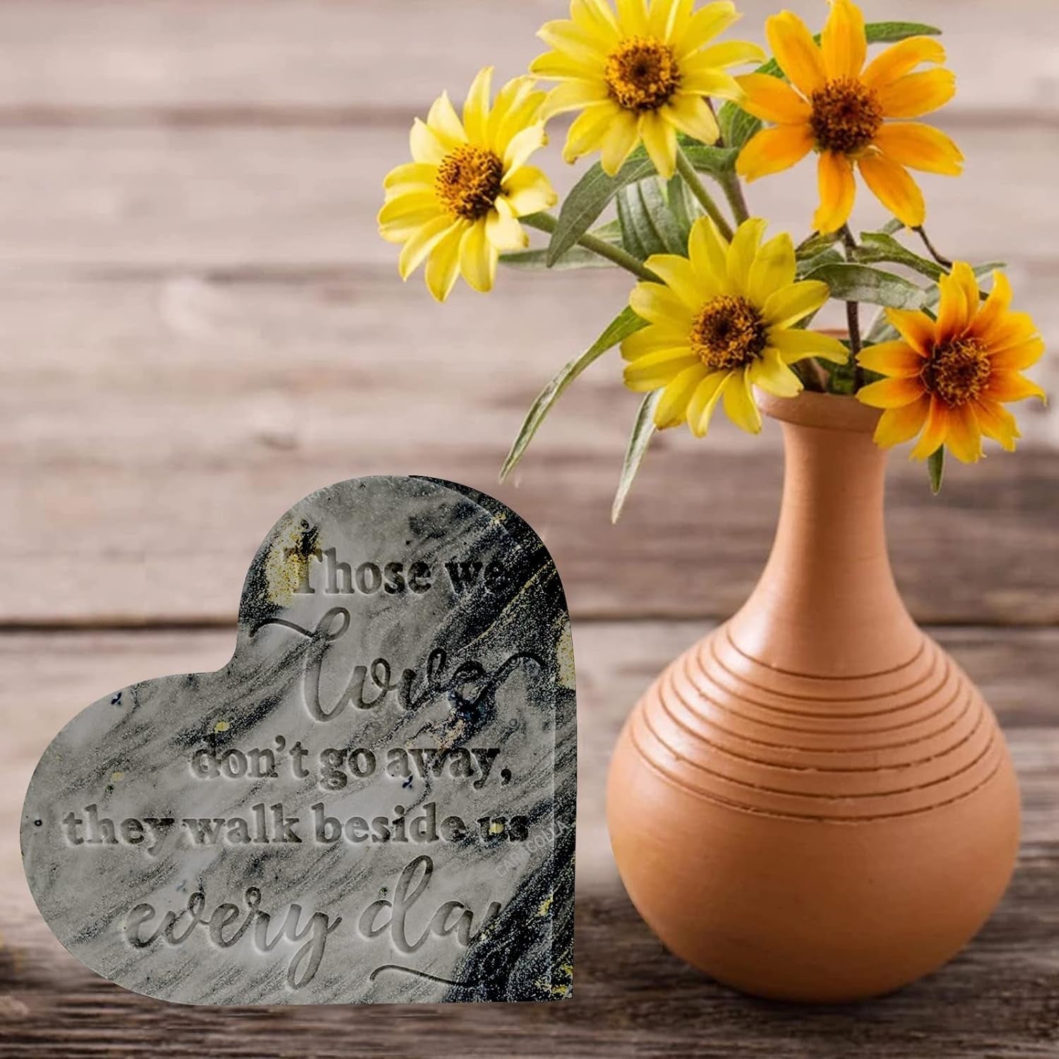 Epoxy Resin Molds 4 Pieces Silicone Casting Molds, Heart Memorial Sign Condolence Grief Signs for DIY Craft Home Decor Office Sign Sympathy Table Decorations