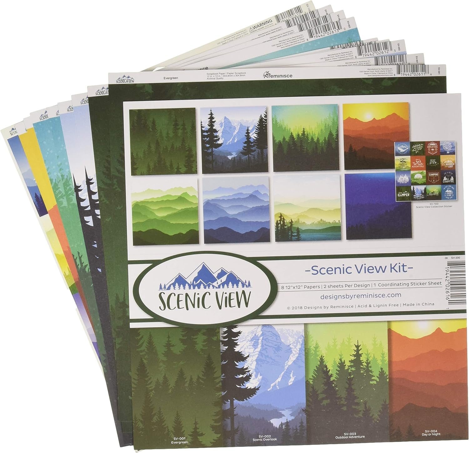 Scenic View Scrapbnook Scrapbook Collection Kit, Multi Color Palette, 12X12 Inches