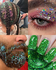 Holographic Chunky and Fine Glitter Mix, 36 Colors Chunky Sequins & Glitter Powder Mix, Iridescent Cosmetic Glitter Flakes for Nail Art Face Body Eye Makeup, Craft Glitter for Epoxy Resin Tumblers