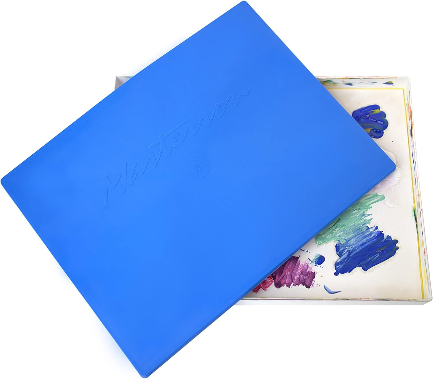 Artist Palette Seal, 12In X 16In Airtight Palette Container, Keeps Wet Paint Fresh for Weeks, Oil or Acrylic Painting Palette with Lid, Seal, Blue Lid Box, Made in USA
