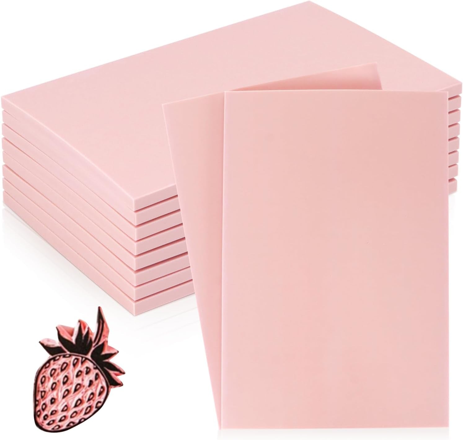 10 Pack 4" X 6" Pink Rubber Linoleum Blocks Rubber Carving Blocks Stamp Making Kits for Printmaking, Stamp Soft Rubber Crafts