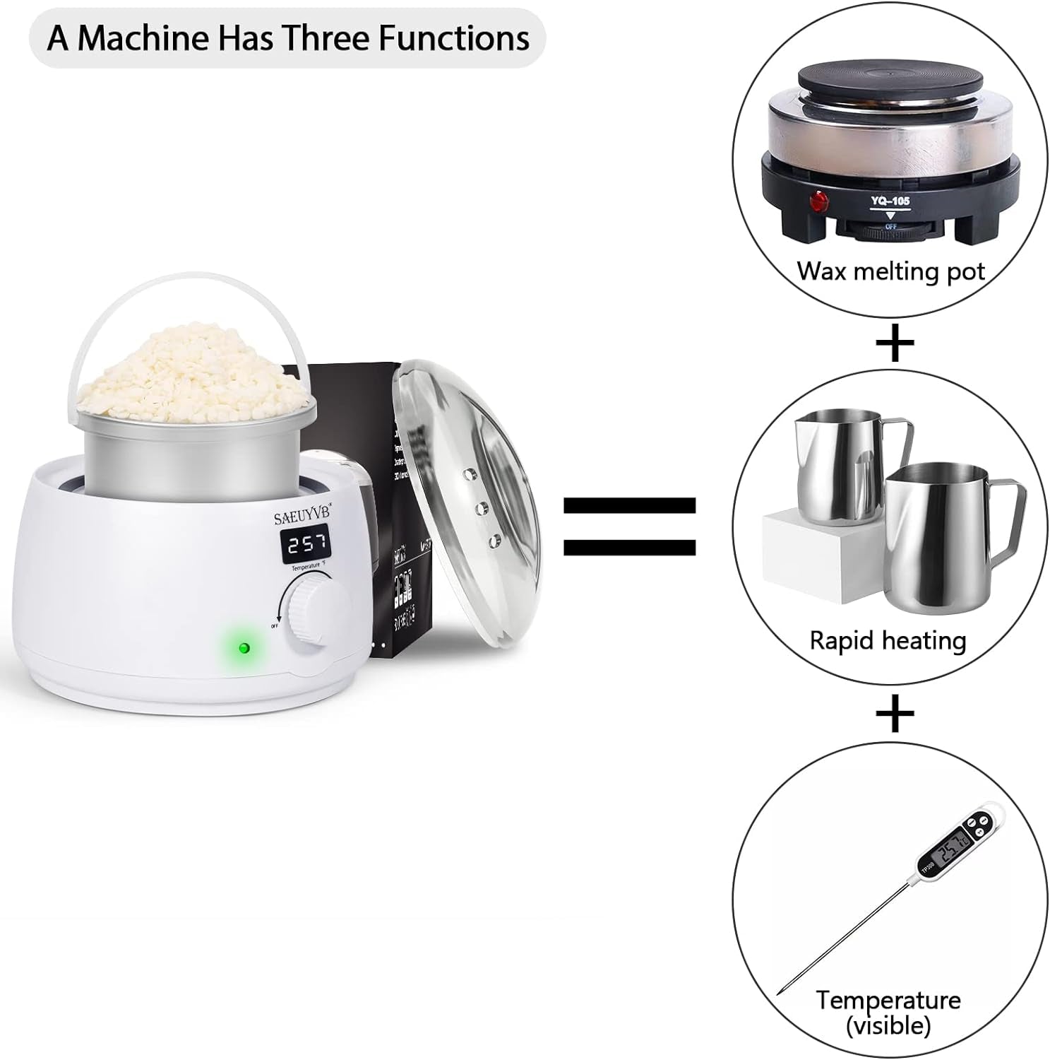 Wax Melter for Candle Making,Candle Melting Pot,Candle Wax Melter,Multifunctional Wax Melting Tool with LED Temperature Display （White）