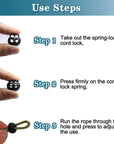 , End Stopper Fastener Slider Toggles Clip 30Pcs Double Hole Spring Plastic Lock End Toggle Clip for Shock Cord, Drawstring, Elastic Cord, Shoelace Locks, Parachute Buckle