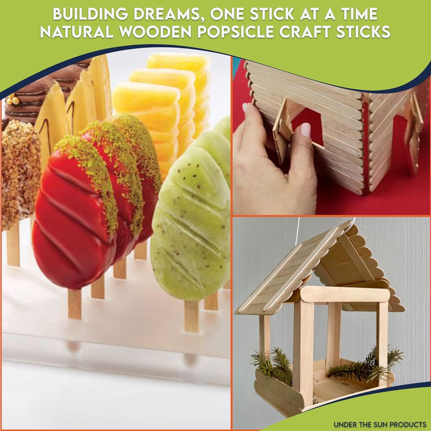 4.5" Natural Wooden Popsicle Craft Sticks - Package of 200Ct (Traditional Plain - 4.5")