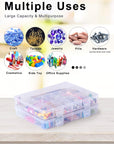 2 Pack 18 Grids Plastic Compartment Container, Bead Storage Organizer Box Case with Adjustable Removable Dividers for Jewelry Craft Tackles Tools, Size 7.8 X 6.3 X 1.2 In, White
