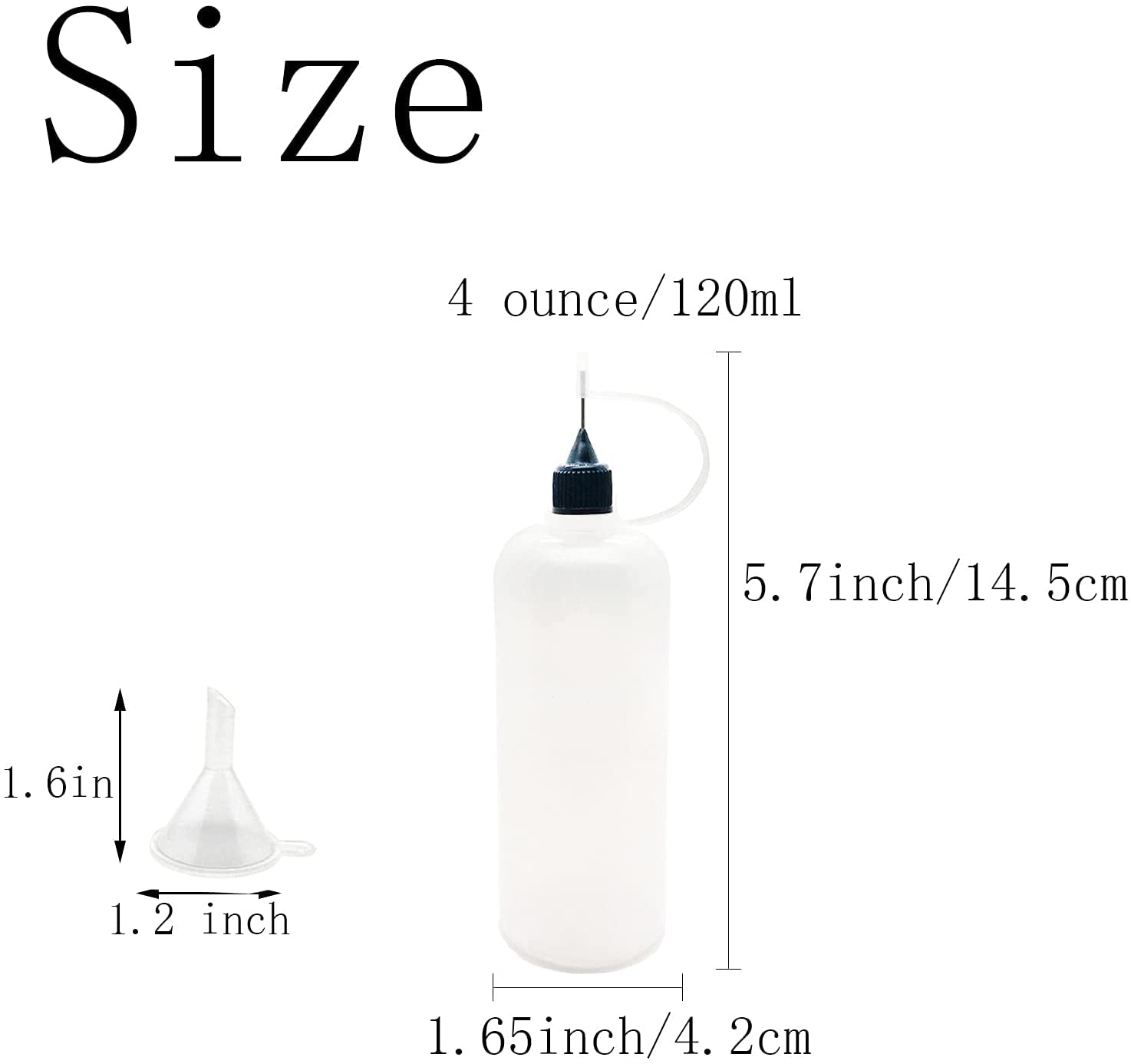 12 Pcs Precision Tip Applicator Bottles, 120Ml /4 Ounce Needle Tip Bottle, with 2 Funnel, Multicolor Lids