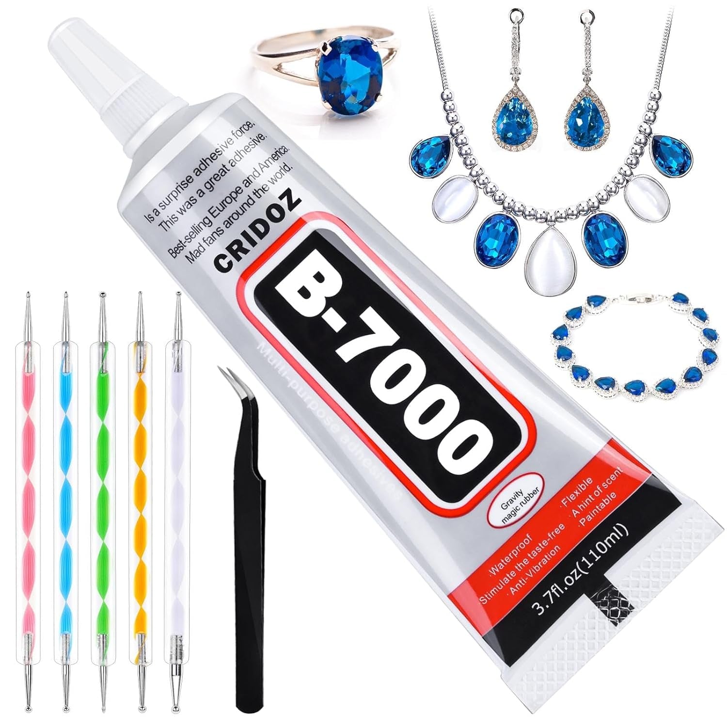 Upgrade T-7000 Black Adhesive Glue for Phone,  110Ml Waterproof Jewelry Glue Precision Craft Adhesive for Cell Phone Screen Repair Glass Wood Crafts Metal and Stones