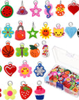 210 Pcs Silicone Bracelet Charms Rubber Bracelet Charms Small Bracelets Pendants Loom Pals Charms Loom Rubber Bands Making Kit for Jewelry Necklace DIY Charm Bracelets, 30 Styles