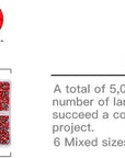 5040Pcs Red Flatback Rhinestones for Crafting, Crystal round Gems for Nail Art DIY Crafts Clothes Bags, 6 Mixed Size Hotfix Rhinestones with Tweezers and Picking Rhinestones Pen
