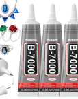 Upgrade B-7000 Jewelry Bead Glue for Crystal Rhinestone, Clear Fabric Glue 3Pcs 25Ml 0.9 Fl Oz Multipurpose Adhesive for Rhinestone Crafts Fabric Metal Stone Nail Art Wood Glass(75Ml / 2.7Oz in Total)