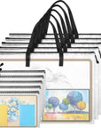 5 Pcs Art Portfolio Bag 19 X 25 Inches Posters Organizer with Zipper and Handle Art Supply Bag and 5 Pcs A4 Pencil Bags 9 X 13 Inches Art Supplies Storage Bag for Large Posters Artwork Bulletin Board