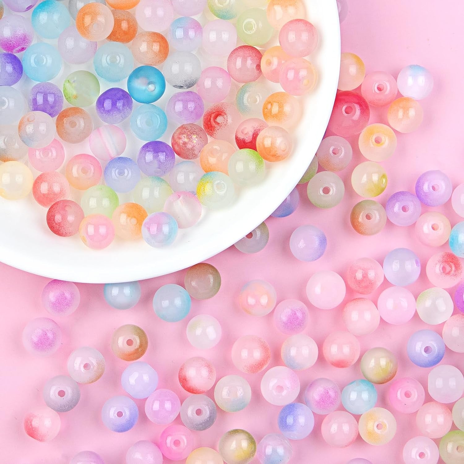 700Pcs Glass Beads for Jewelry Making, 24 Color 8Mm Glass Crystal Beads Friendship Bracelets Making Kit for DIY Earrings Necklaces Rings