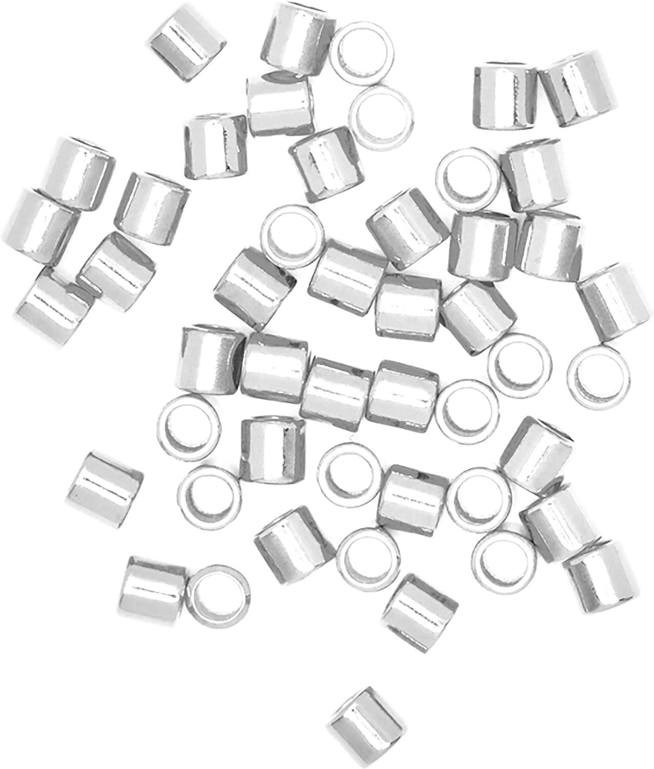 DIY 2Mm Sterling Silver Crimp Bead - 50Pc
