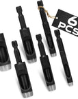 6Pcs Leather Hole Punch Tool - Hollow Punch Set Hex Shank Drill Bits Flexible Drill Bit Extension Hex Shank Drill Bit Set 3/16" 1/4" 5/16" 3/8" 7/16" 1/2" Non-Slip Fit Leather Hole Punches Set