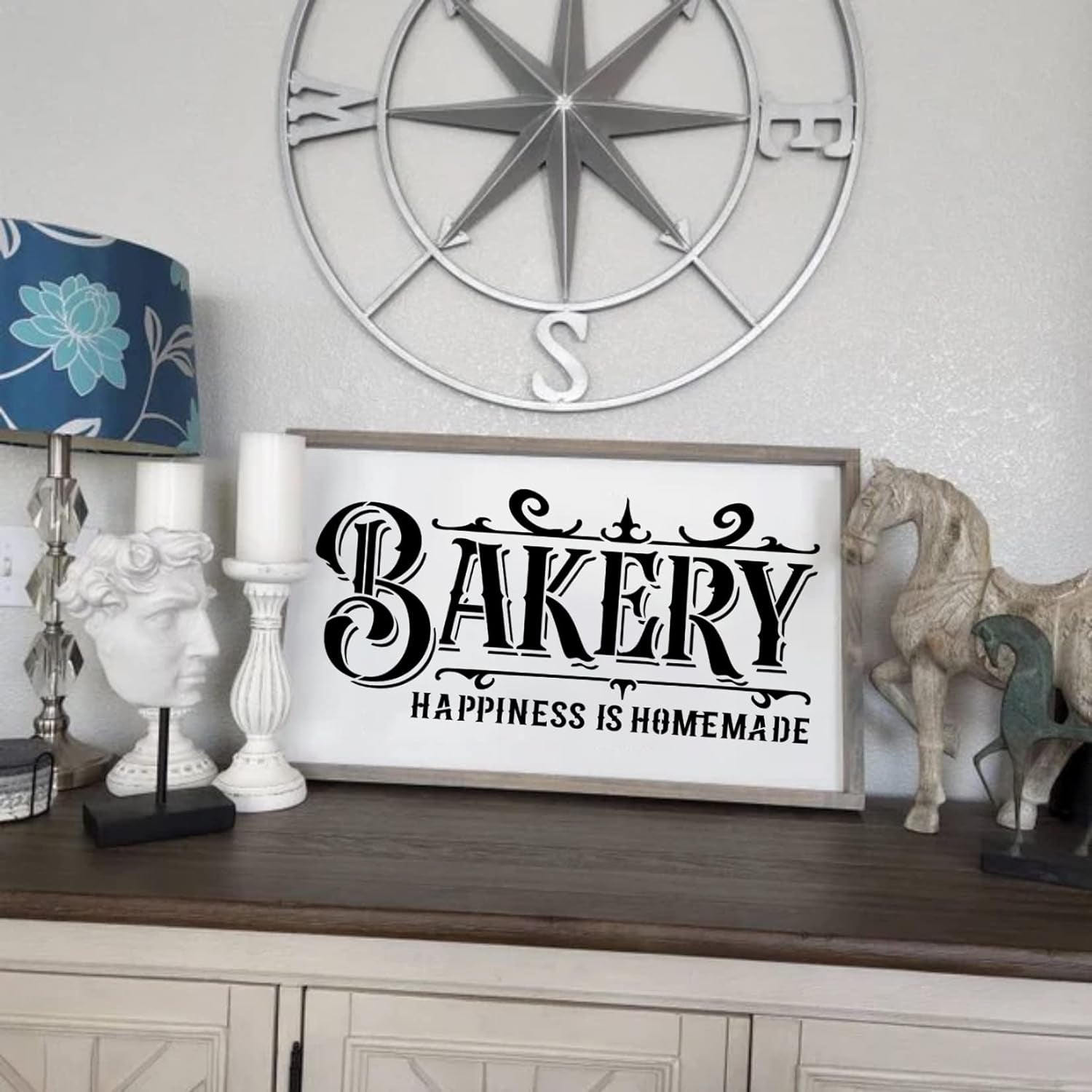 Farmhouse Stencils for Painting on Wood Kitchen Paint Stencils Flower Farm Vintage Sign Craft Stencils for Wood Burning Projects Reusable Wall Fabric Canvas (16 Farmhouse)