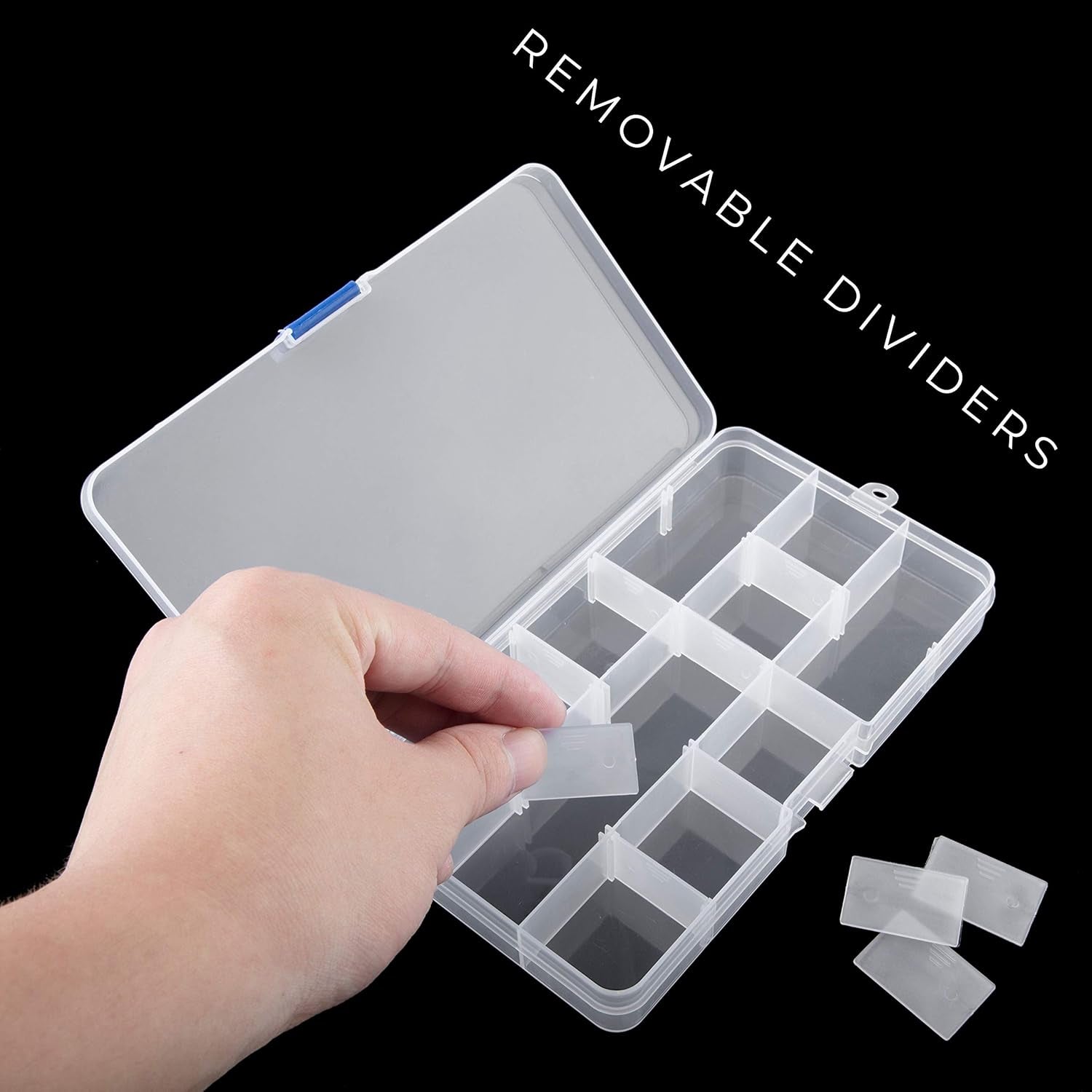 Transparent Plastic Grid Box Storage Organizer for Display Collection with Adjustable Dividers - 15 Clear Grids - 6.9"X4"X0.9"