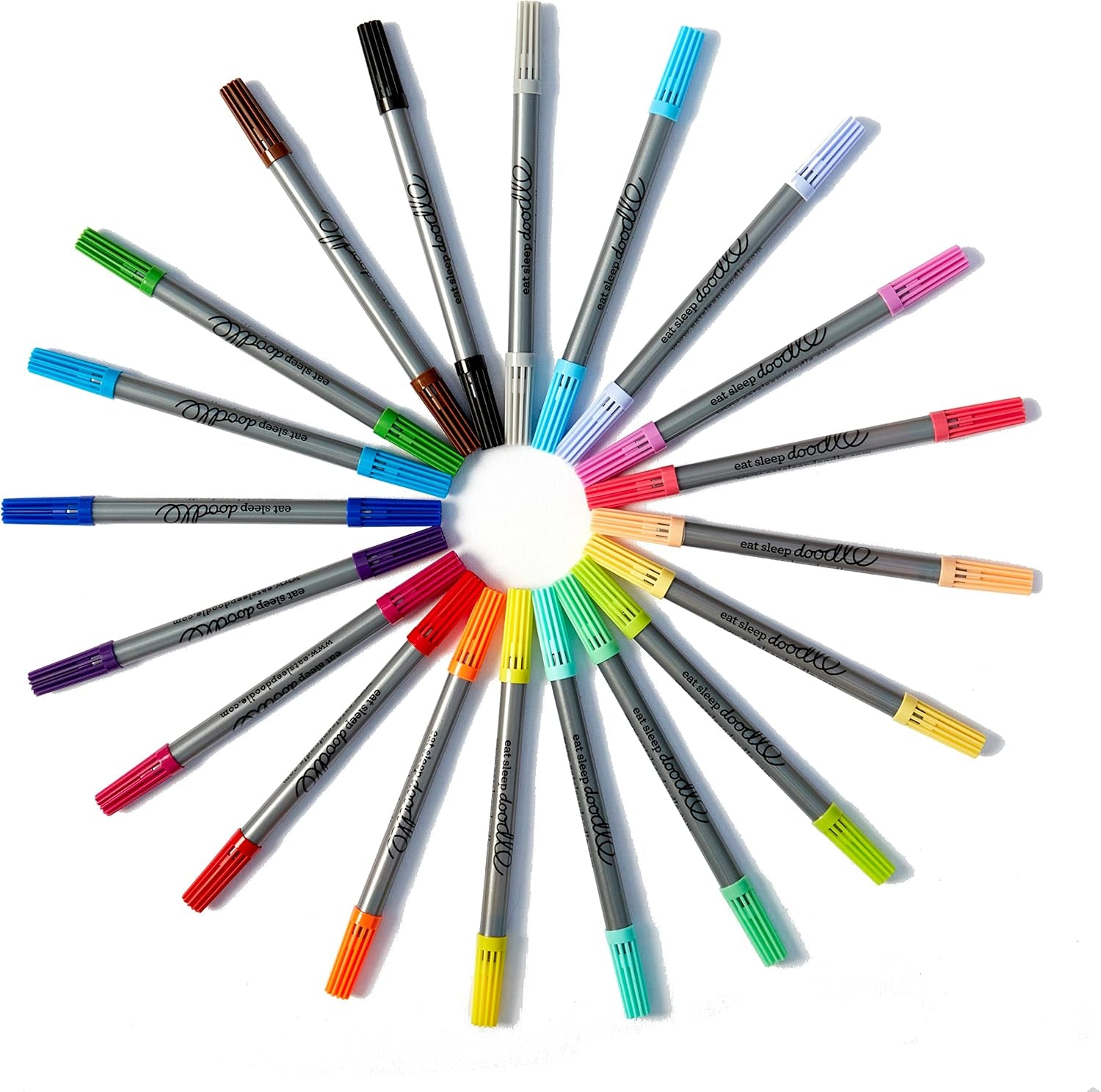 Artist Set of 20 Original Doodle Wash-Out Fabric Marker Set - Double-Ended Felt Tips in Handy Storage Box