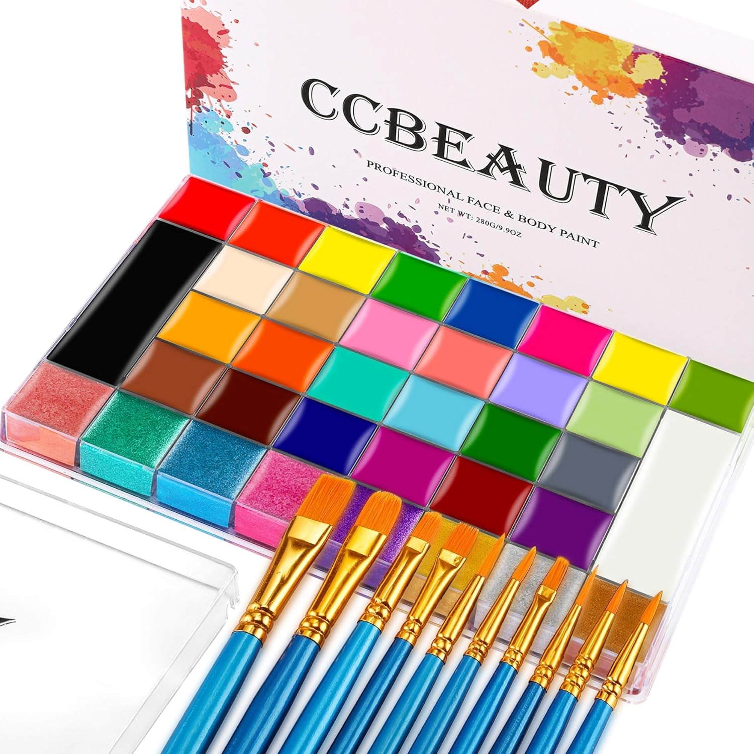 36 Colors Face Body Paint Oil, Hypoallergenic Face Painting Kit Professional for Kids Party with 30 Stencils + 10 Brushes for Halloween SFX Special Effects Cosplay Costume Makeup Supplies