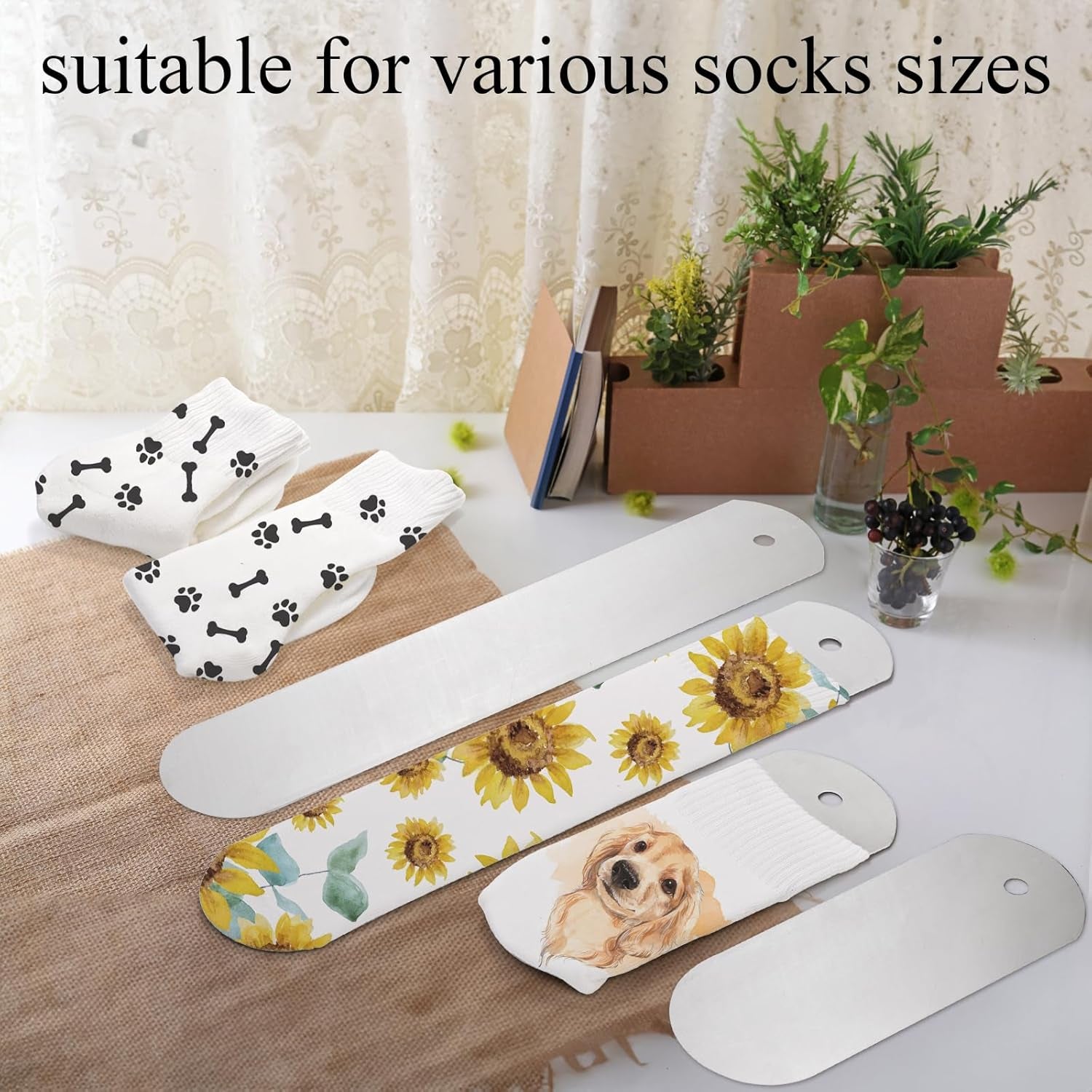 6 Pieces Metal Straight Sock Jigs, 2 Sizes Sublimation Crew Sock Jigs, Dye Printing Heat Press Transfer Socks Accessories for Printing DIY Pattern Designs Heat Press Socks