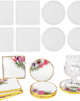 8 Pack Thick 4 Inches Resin Coaster Molds Set, 4 Pack round Coaster Silicone Molds + 4 Pack Square Coaster Resin Mold, Coaster Molds for Resin Casting