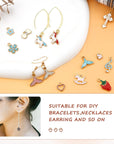100PCS Gold Plated Enamel Charms Mixed Moon Star Fruit Animal Charm Colorful Pendant DIY for Necklace Bracelet Jewelry Making and Crafting