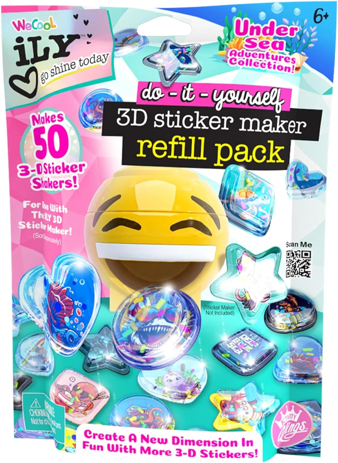 3D Sticker Maker Kit for Girls and Boys, DIY Arts and Crafts Fun for Ages 6+, Creative Toy Gift Set Includes 50+ Custom Refills- Safari Party Pack | ILY Undersea Adventure