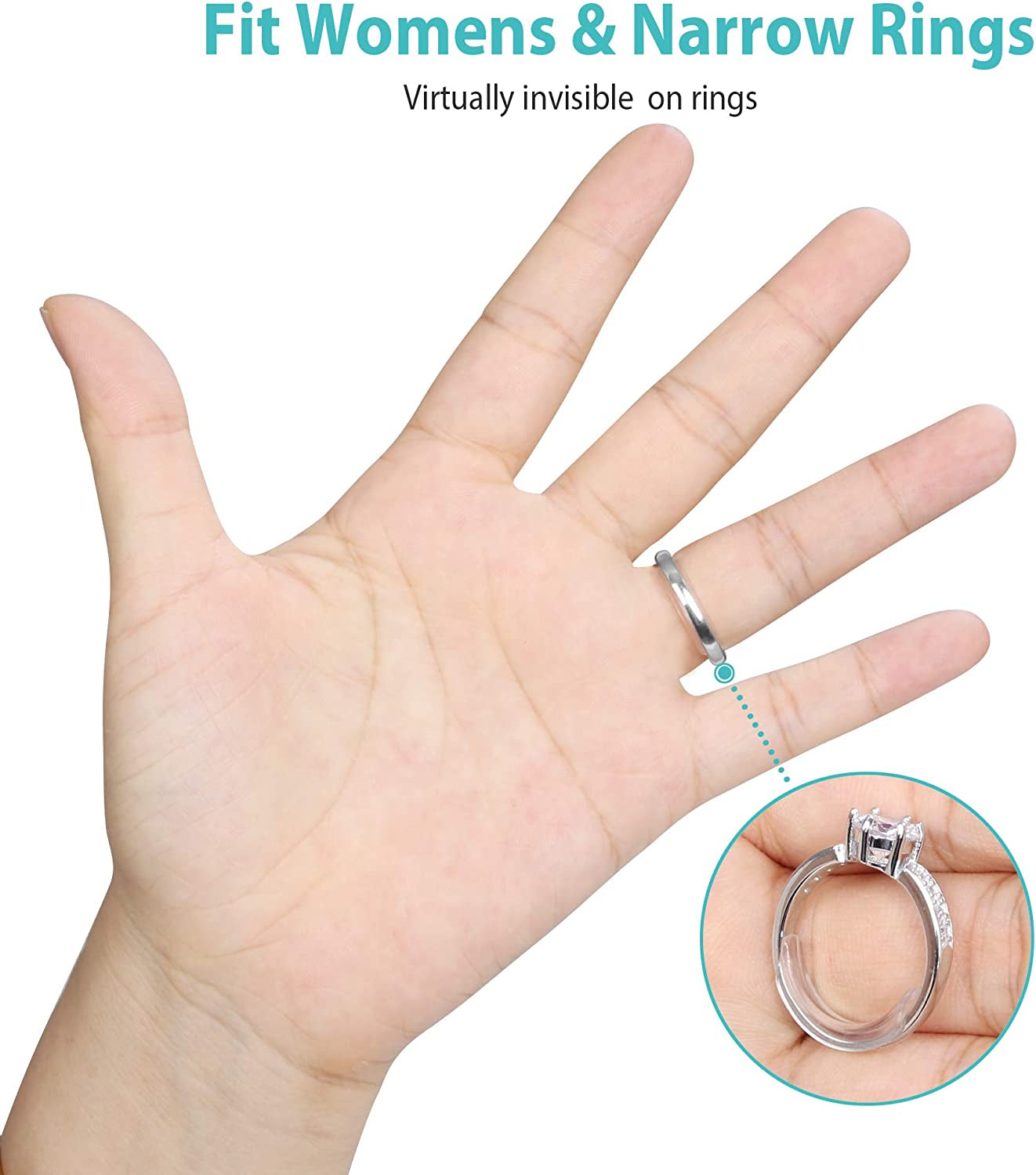 Invisible Ring Size Adjuster for Loose Rings Ring Adjuster Sizer Fit Thin Rings with Jewelry Polishing Cloth