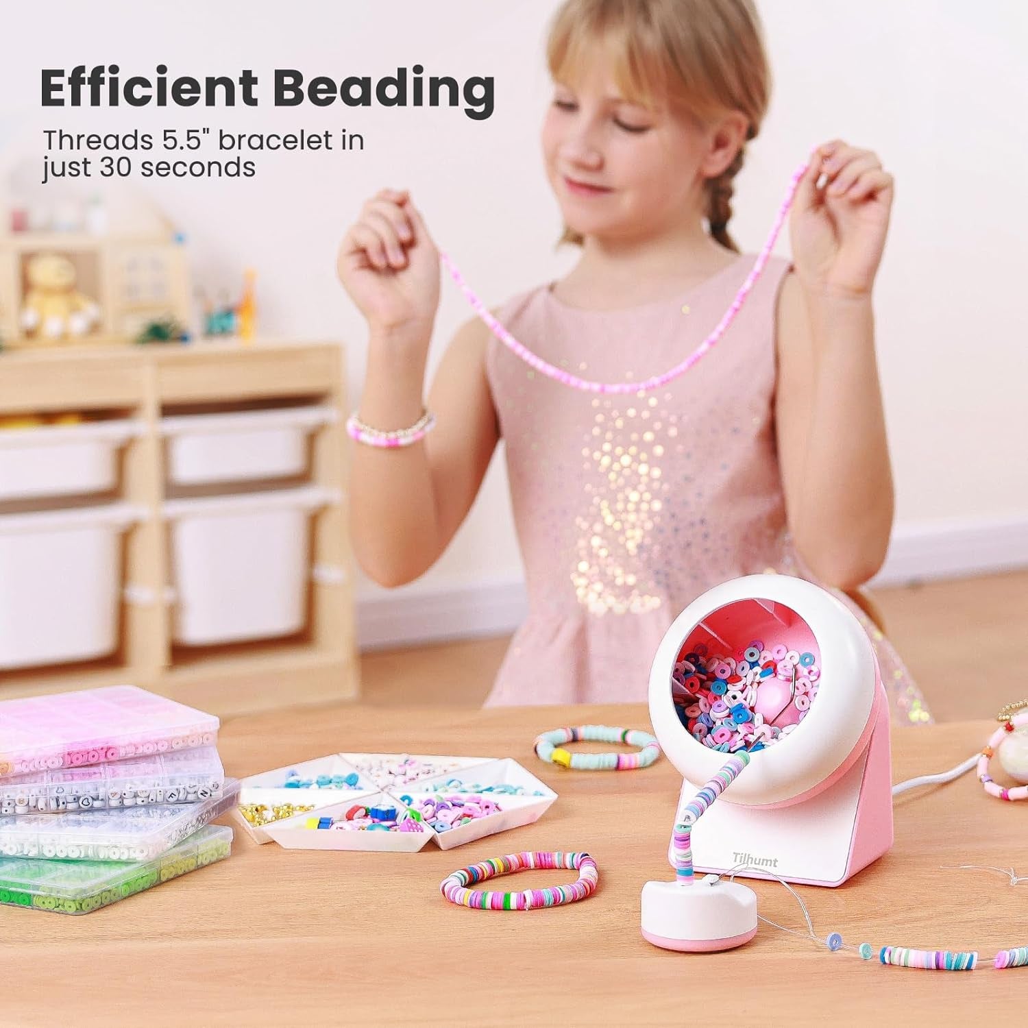 Bead Spinner with Clay Beads, Gift Beading Set for Girls, 2112Pcs Bracelet Making Kit with Electric Bead Spinner for Jewelry Making, Automatic Bracelet Maker for Making Friendship Bracelets
