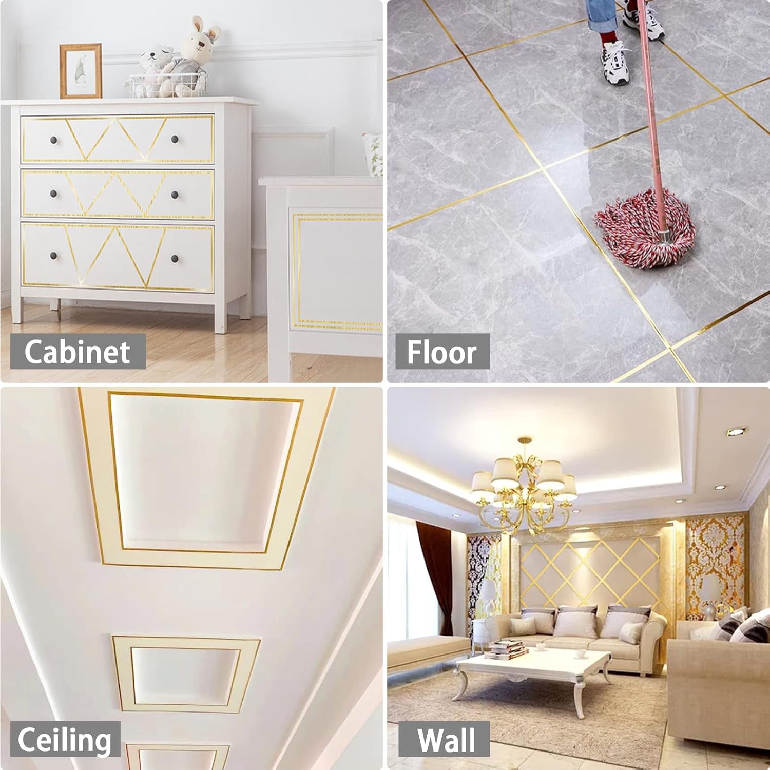 Peel and Stick Gold Metalized Polyester Mylar Film Craft Tape, Self-Adhesive Wall Molding Trim with Vibrant Mirror-Like Finish for DIY Projects Decorative Graphic Arts, 55Yds X 0.4In