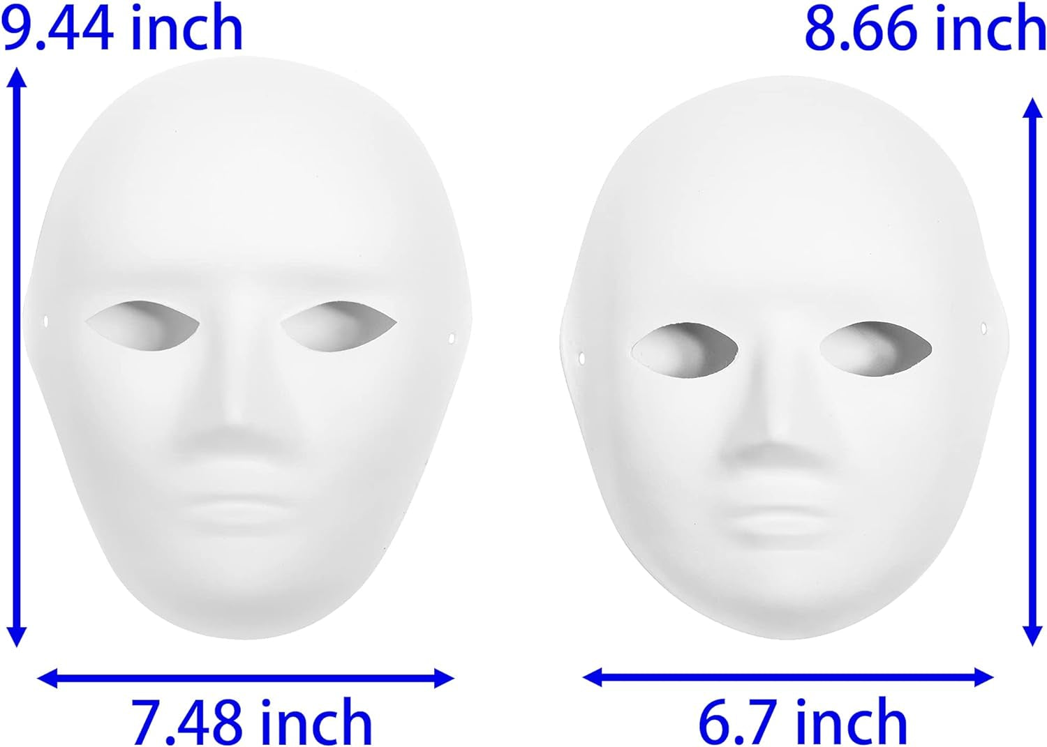14 Pack Paper Mache Masks - 2 Sizes for Artistic Projects, Theater, Halloween, Masquerade Parties, Classroom Art