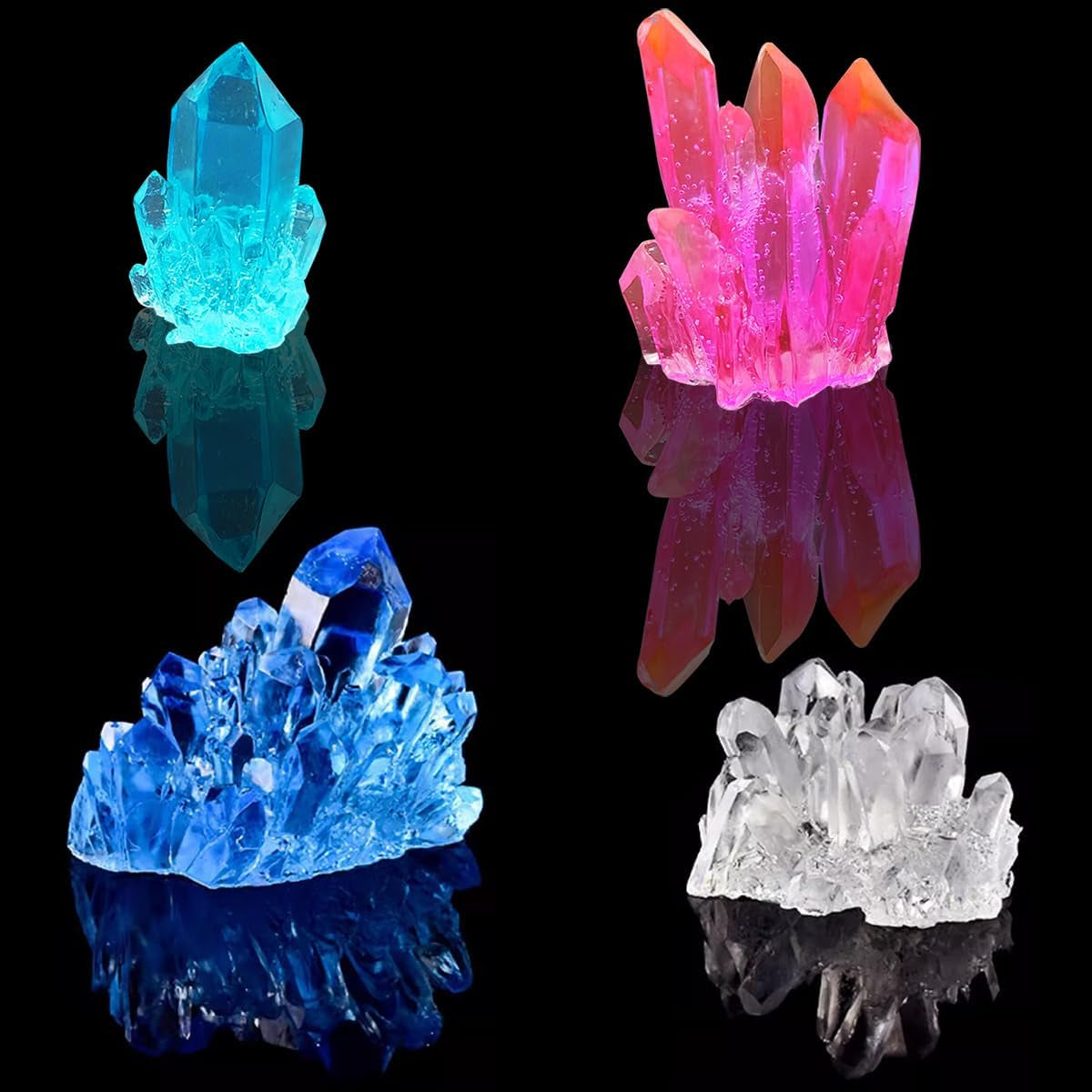 4 PCS Quartz Crystal Resin Molds,  Crystal Cluster Silicone Molds Gravel Epoxy Casting Molds for Jewelry Making, Craft, Keychain