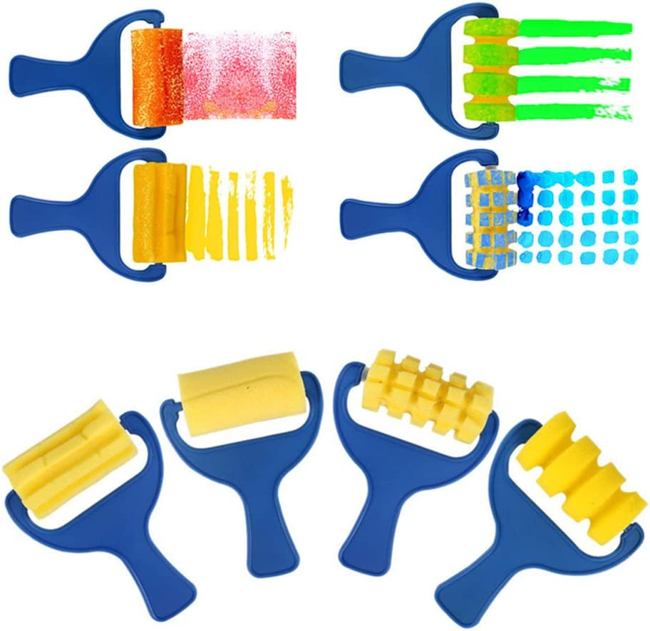 Paint Sponges for Kids,29 Pcs of Fun Paint Brushes for Toddlers.Coming with Sponge Brush, Flower Pattern Brush, Brush Set, Long Sleeve Waterproof Apron with 3 Roomy Pockets