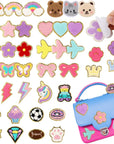 40 Pcs Chenille Embroidered Patches, Self Adhesive Glitter Patches Flowers Stars Hearts Rainbows Butterflies Cat Paws Diamonds Lightning Fabric Stickers for Clothes Repair Decor Accessories